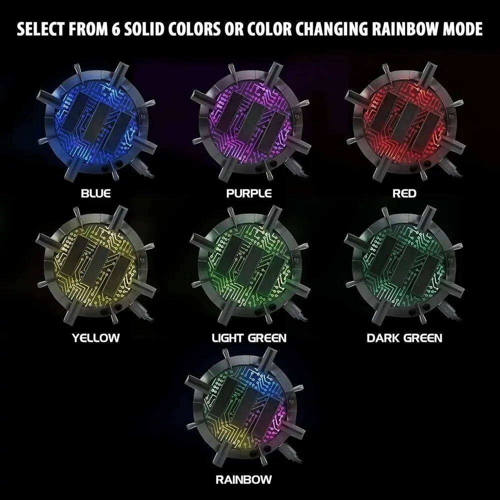 ENHANCE Pro Gaming Mouse Bungee Cable Holder 4 Port USB Hub w/ 7 LED Color Modes